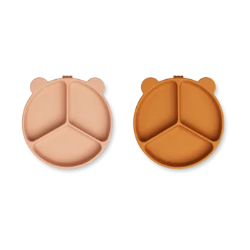 Stacy διαχωρισμένο παιδικό πιάτο 2-τεμάχιο - Mustard-tuscany rose mix - Liewood