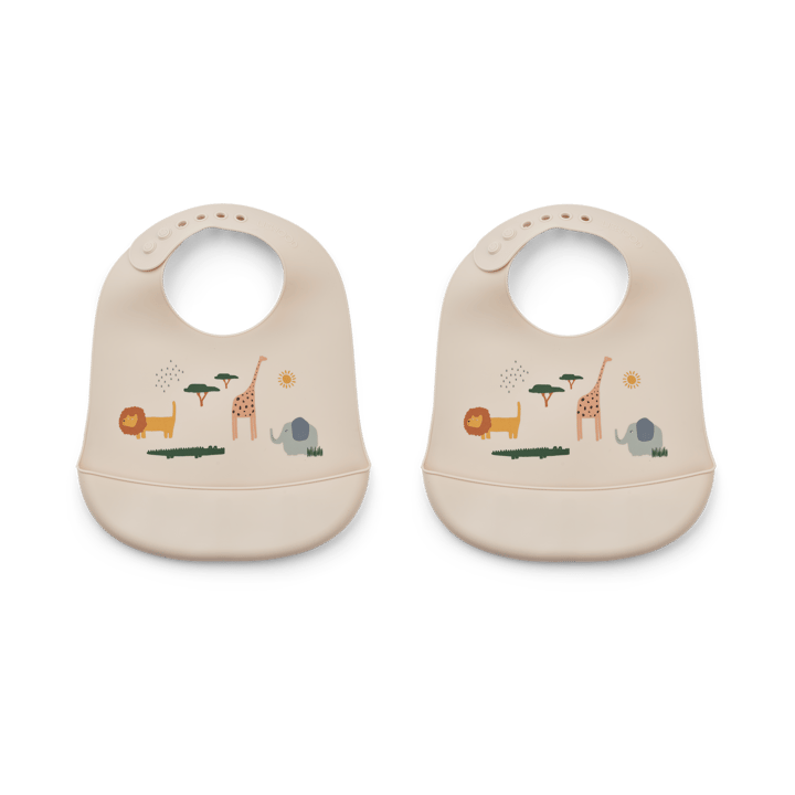Tilda σαλιάρα σιλικόνης 2-pack - Safari sandy mix - Liewood