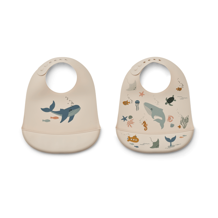 Tilda σαλιάρα σιλικόνης 2-pack - Sea creature-Sandy - Liewood