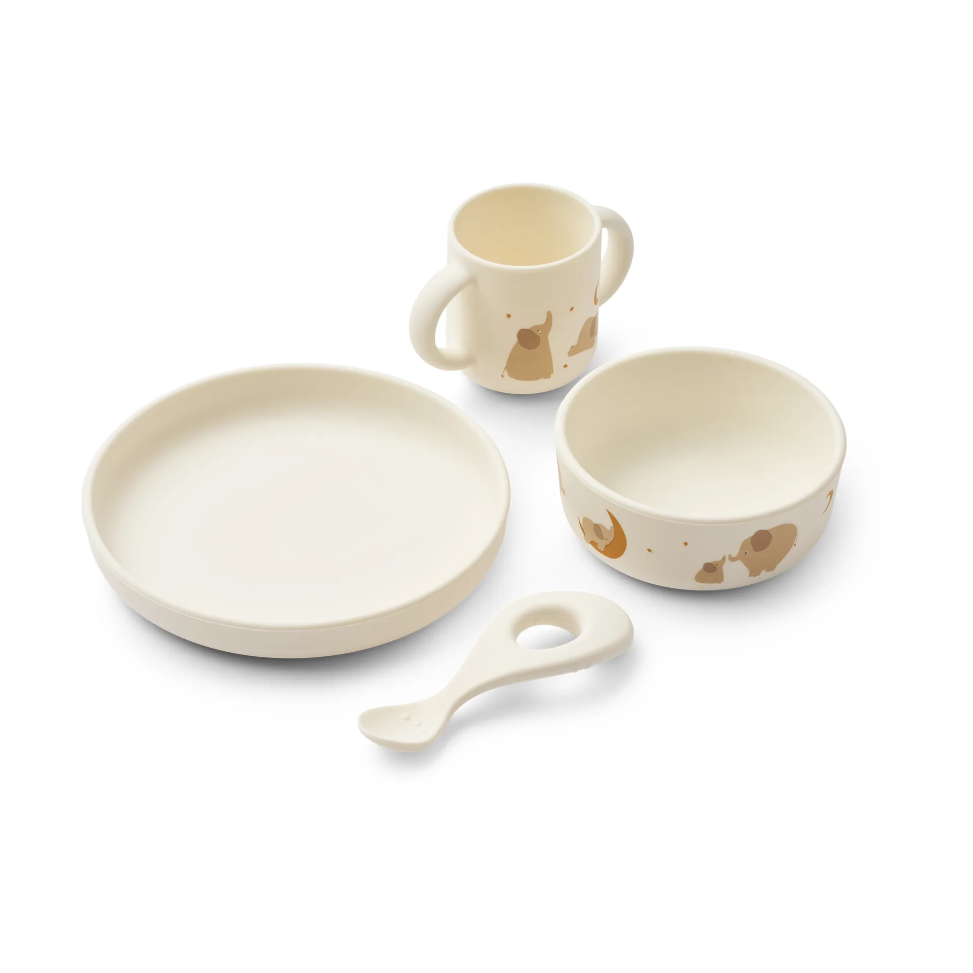 Vivi printed σερβίτσιο 4 τεμάχια, Elephant-Creme de la creme Liewood