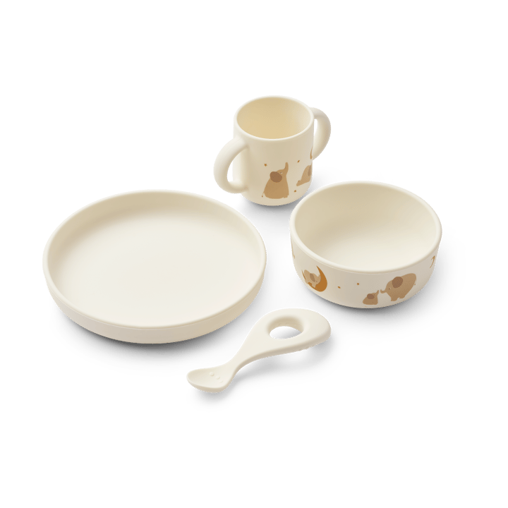 Vivi printed σερβίτσιο 4 τεμάχια - Elephant-Creme de la creme - Liewood