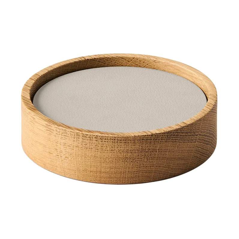 Wood Box σουβέρ set, Nature-oak, circle, S, Nupo oyster white, 9 delar LIND DNA