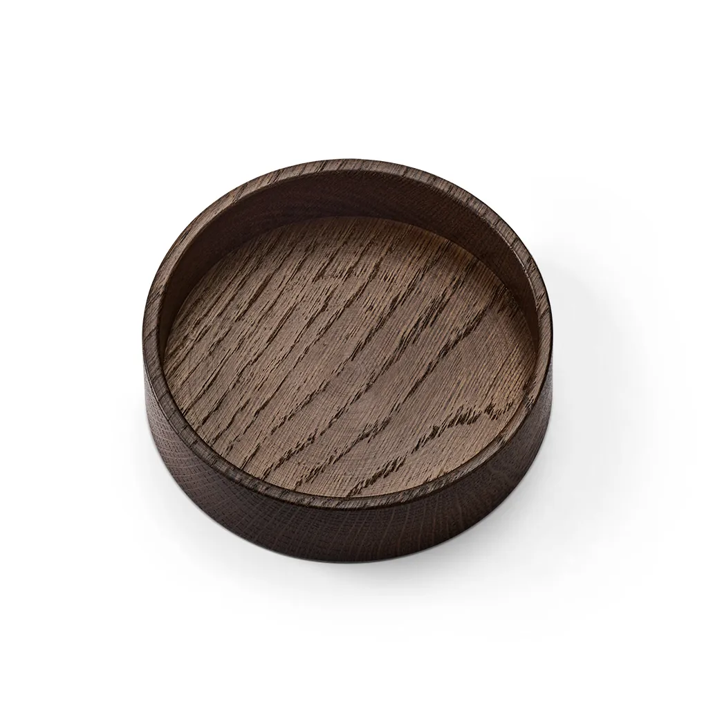 Wood Box αποθήκευση για σουβέρ, Smoked-oak, circle, S LIND DNA
