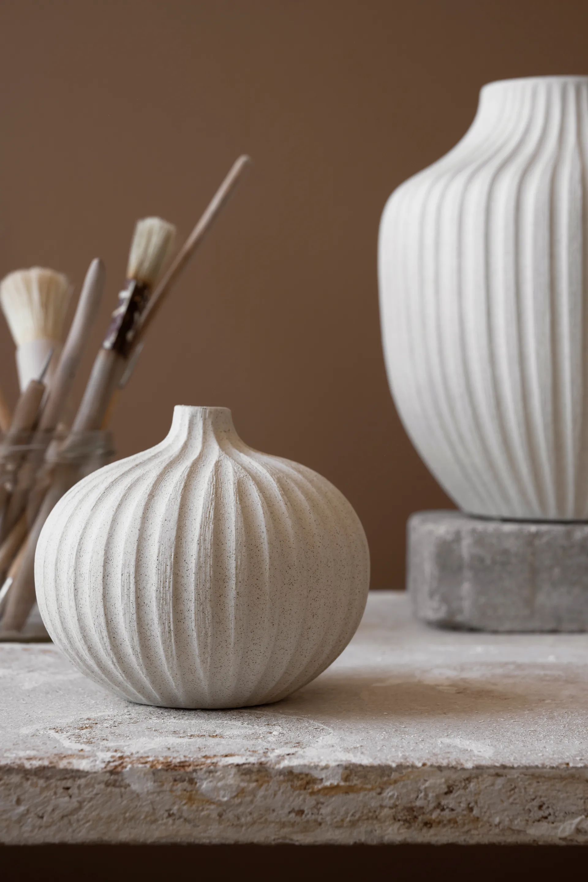 Βάζο Bari, Sand white light deep line, L Lindform