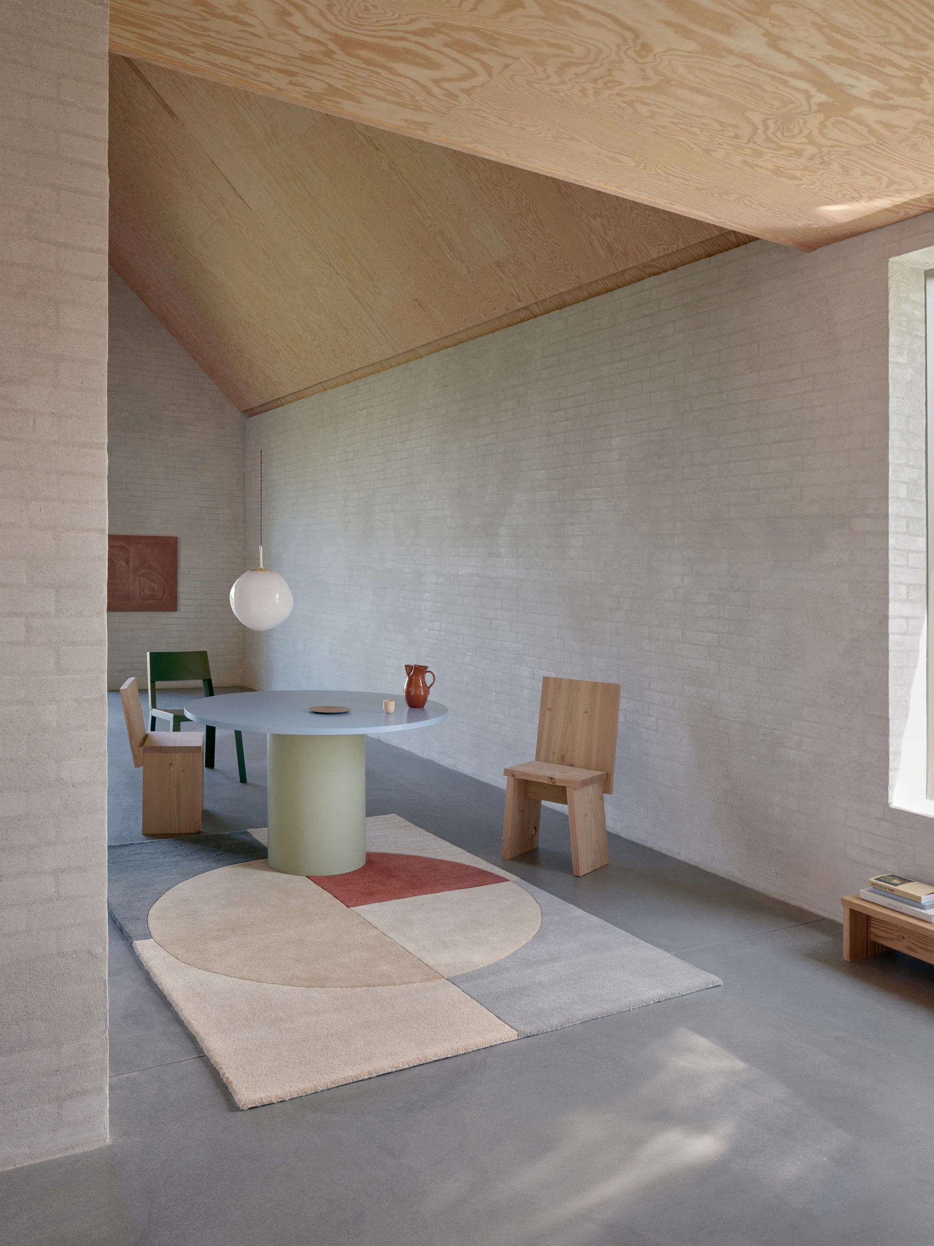 Μάλλινο χαλί, Radiality, Ρουμπινί. 140x200 εκ Linie Design