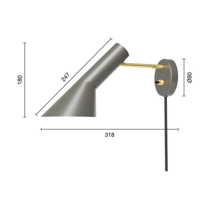 AJ φωτιστικό τοίχου, Brass-warm grey Louis Poulsen