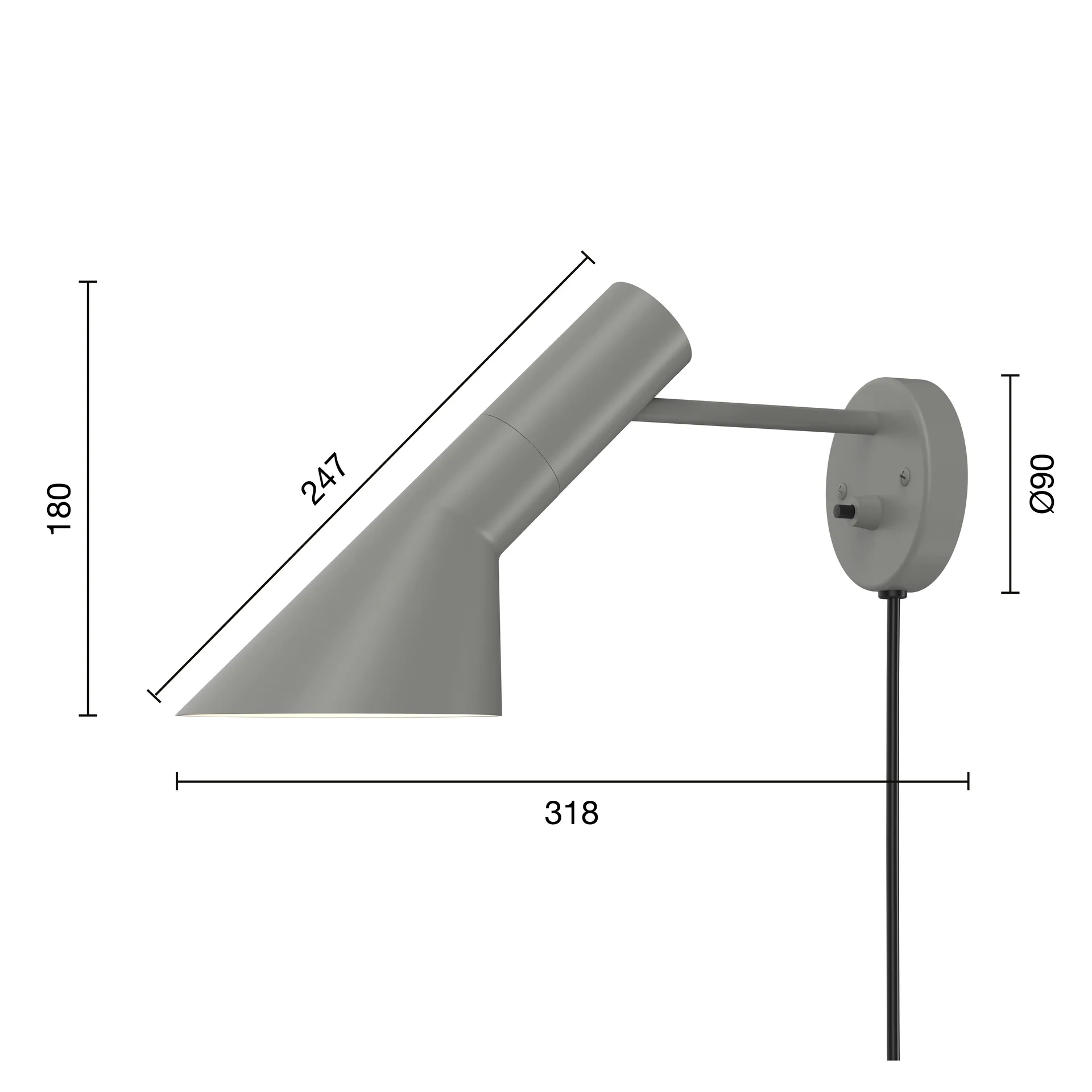 AJ φωτιστικό τοίχου, Warm grey Louis Poulsen