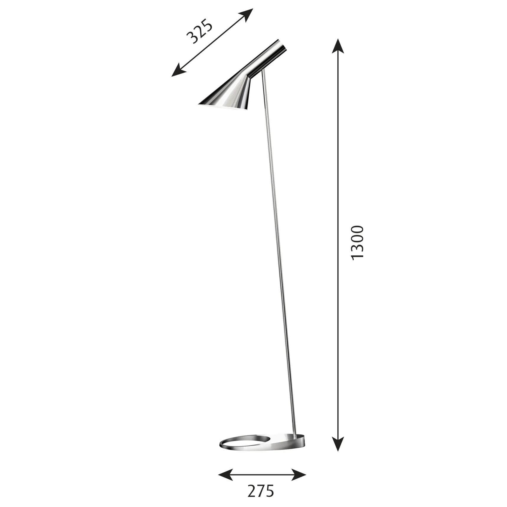 AJ φψτιστικό δαπέδου, Γυαλισμένο ανοξείδωτο ατσάλι Louis Poulsen