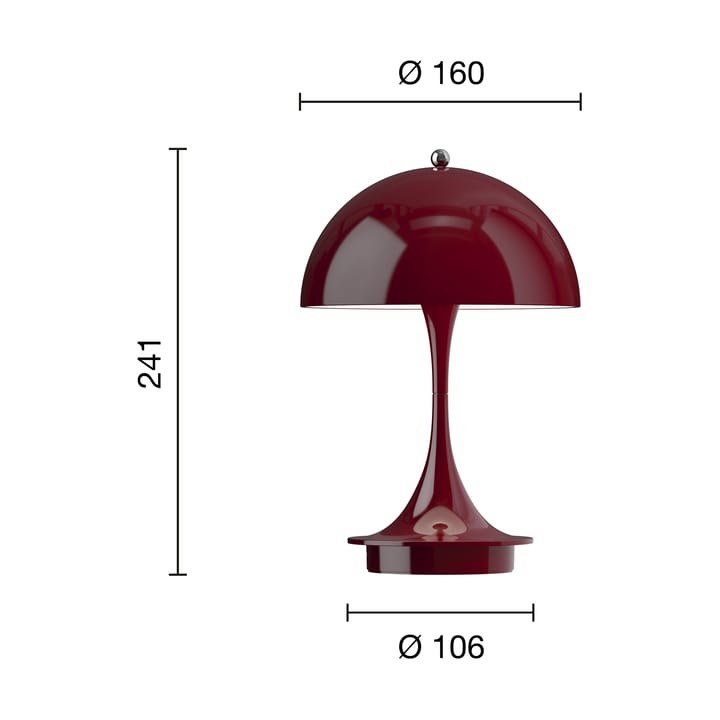 Panthella 160 portable επιτραπέζιο φωτιστικό, Opaque burgundy Louis Poulsen
