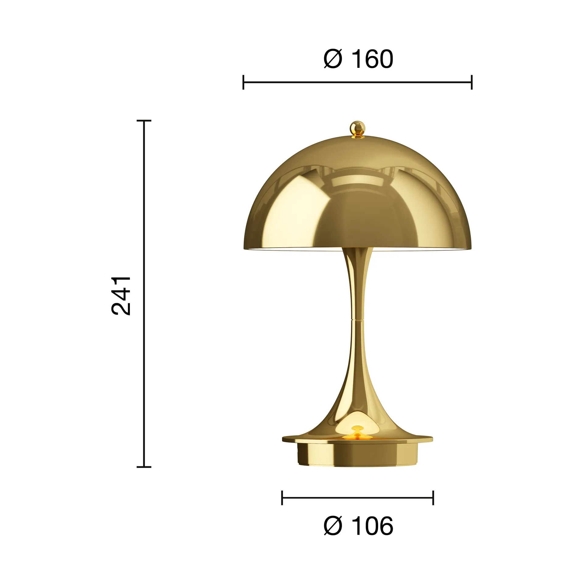 Panthella 160 Portable v3 επιτραπέζιο φωτιστικό, Brass metallised Louis Poulsen