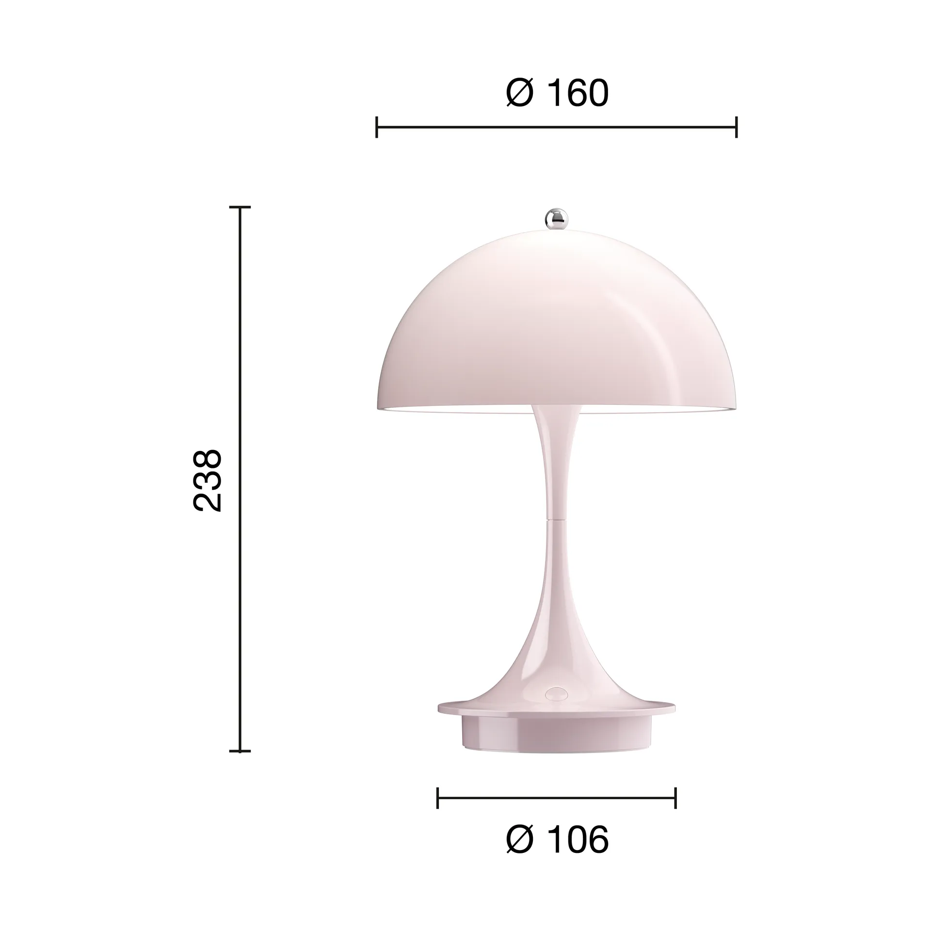 Panthella 160 Portable v3 επιτραπέζιο φωτιστικό, Opal pale rose Louis Poulsen