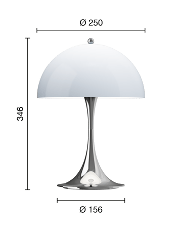Panthella 250 φορητό επιτραπέζιο φωτιστικό - Chrome opal blue grey - Louis Poulsen