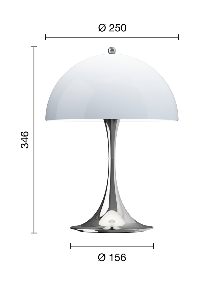 Panthella 250 φορητό επιτραπέζιο φωτιστικό, Chrome opal blue grey Louis Poulsen