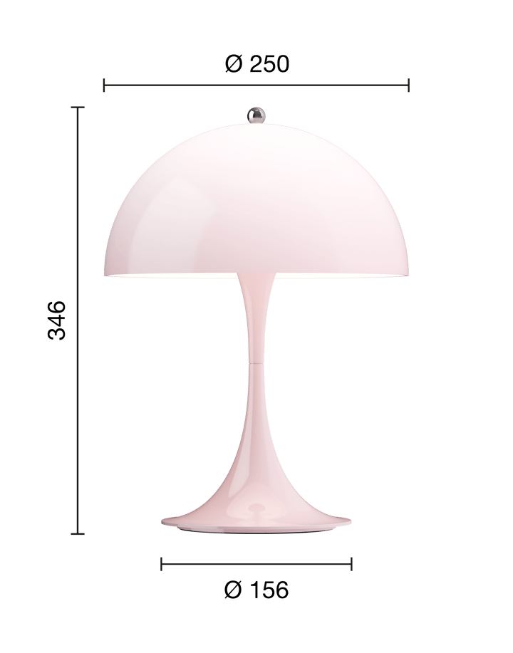Panthella 250 φορητό επιτραπέζιο φωτιστικό, Opal pale rose Louis Poulsen