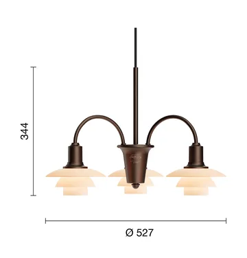 PH 1/1 Chandelier Centenary Edition πολυέλαιος - Brass-dusty terracotta, 3 βραχίονες - Louis Poulsen