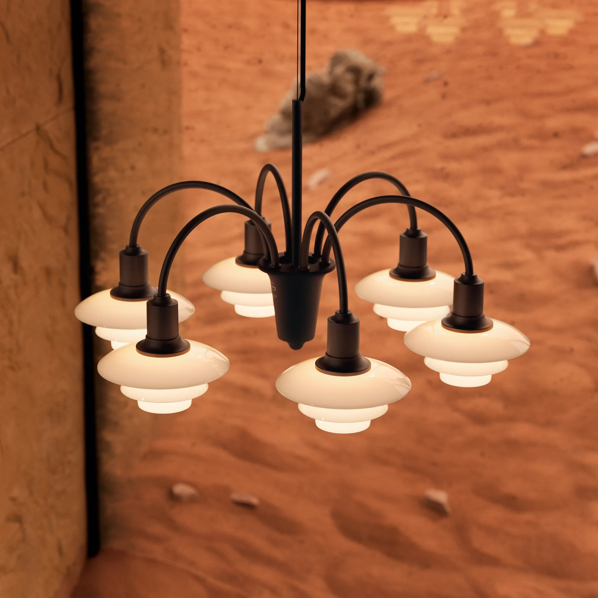 PH 1/1 Chandelier Centenary Edition πολυέλαιος, Brass-dusty terracotta, 6 βραχίονες Louis Poulsen