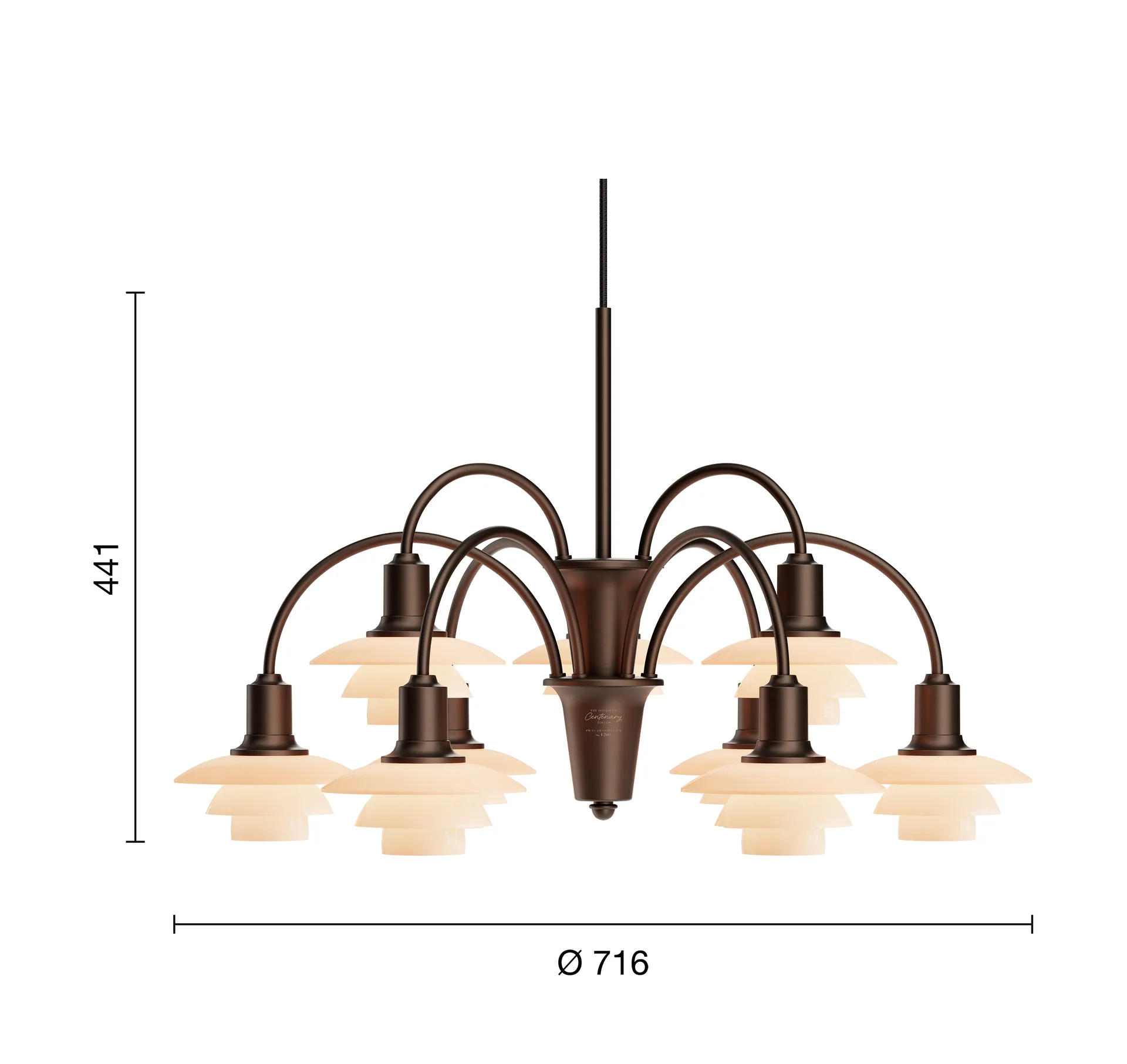 PH 1/1 Chandelier Centenary Edition πολυέλαιος, Brass-dusty terracotta, 9 βραχίονες Louis Poulsen