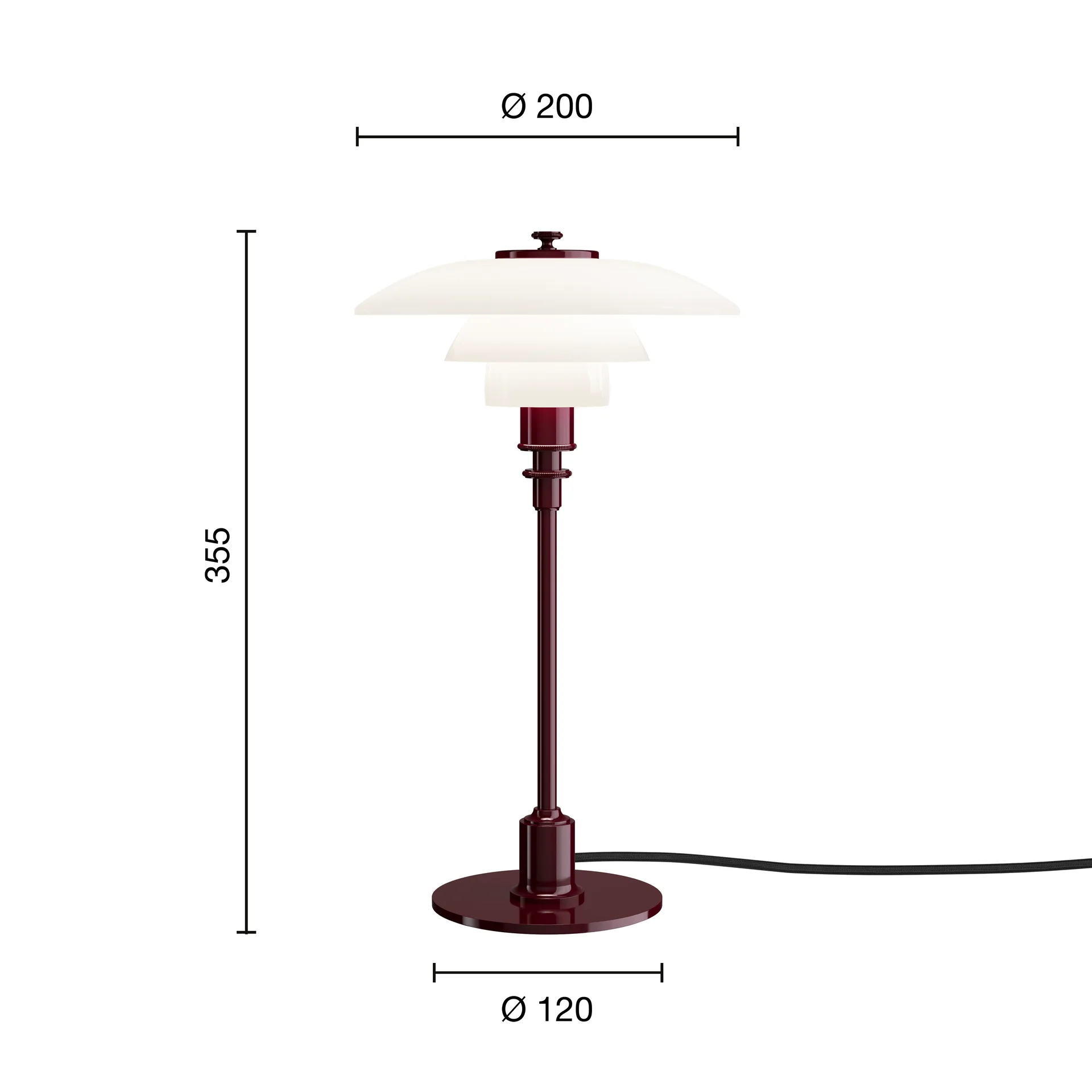 PH 2/1 επιτραπέζιο φωτιστικό, Glossy burgundy Louis Poulsen