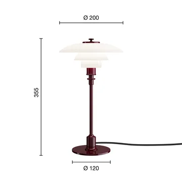PH 2/1 επιτραπέζιο φωτιστικό - Glossy burgundy - Louis Poulsen