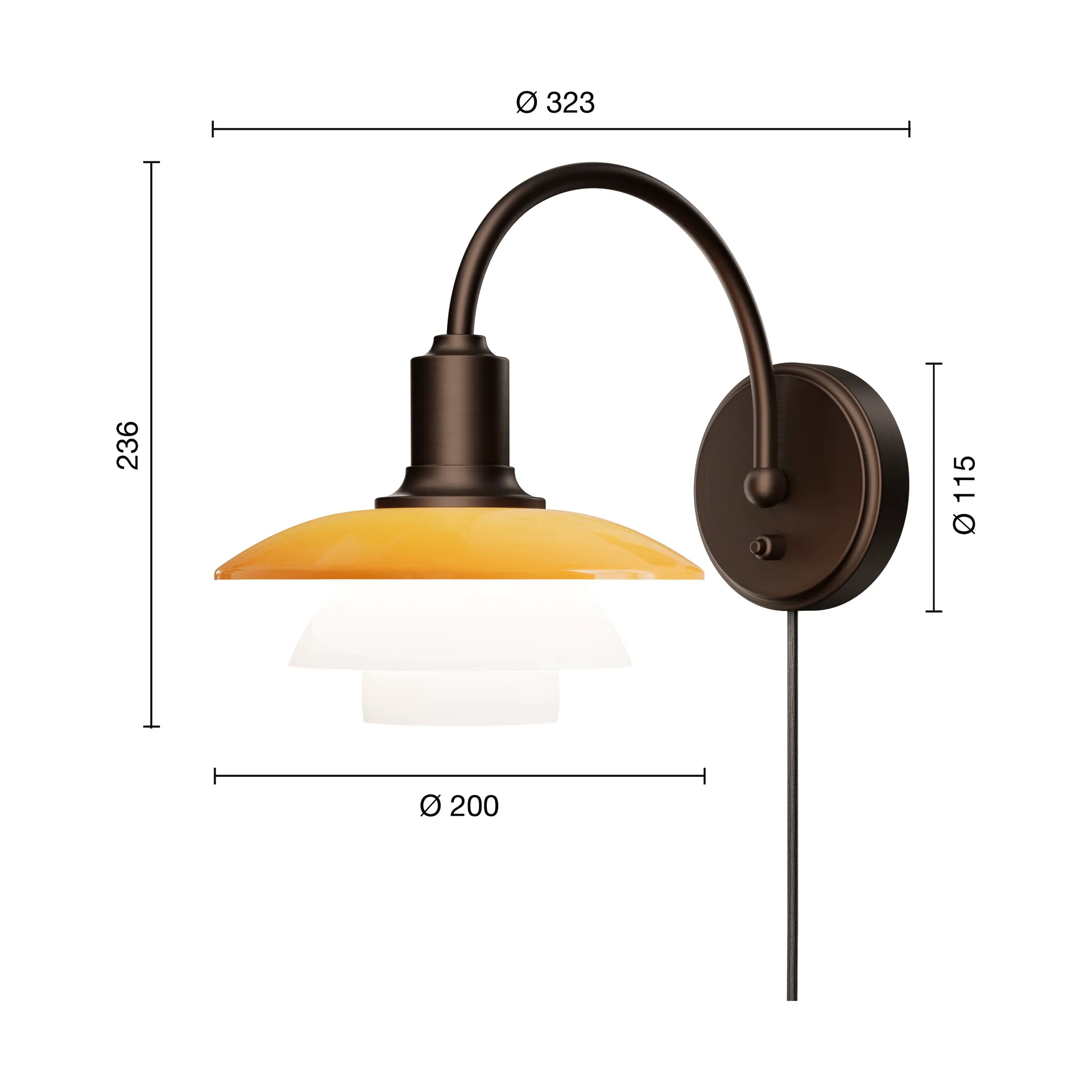 PH 2/2 Centenary Edition απλίκα, Amber-opal white, stickkontakt Louis Poulsen