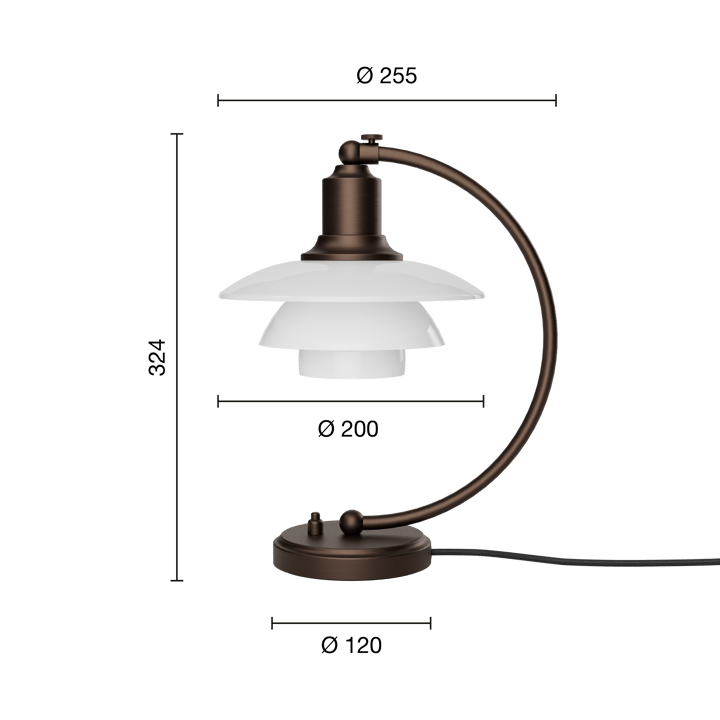 PH 2/2 Luna, Aged brass-οπαλικό �γυαλί Louis Poulsen