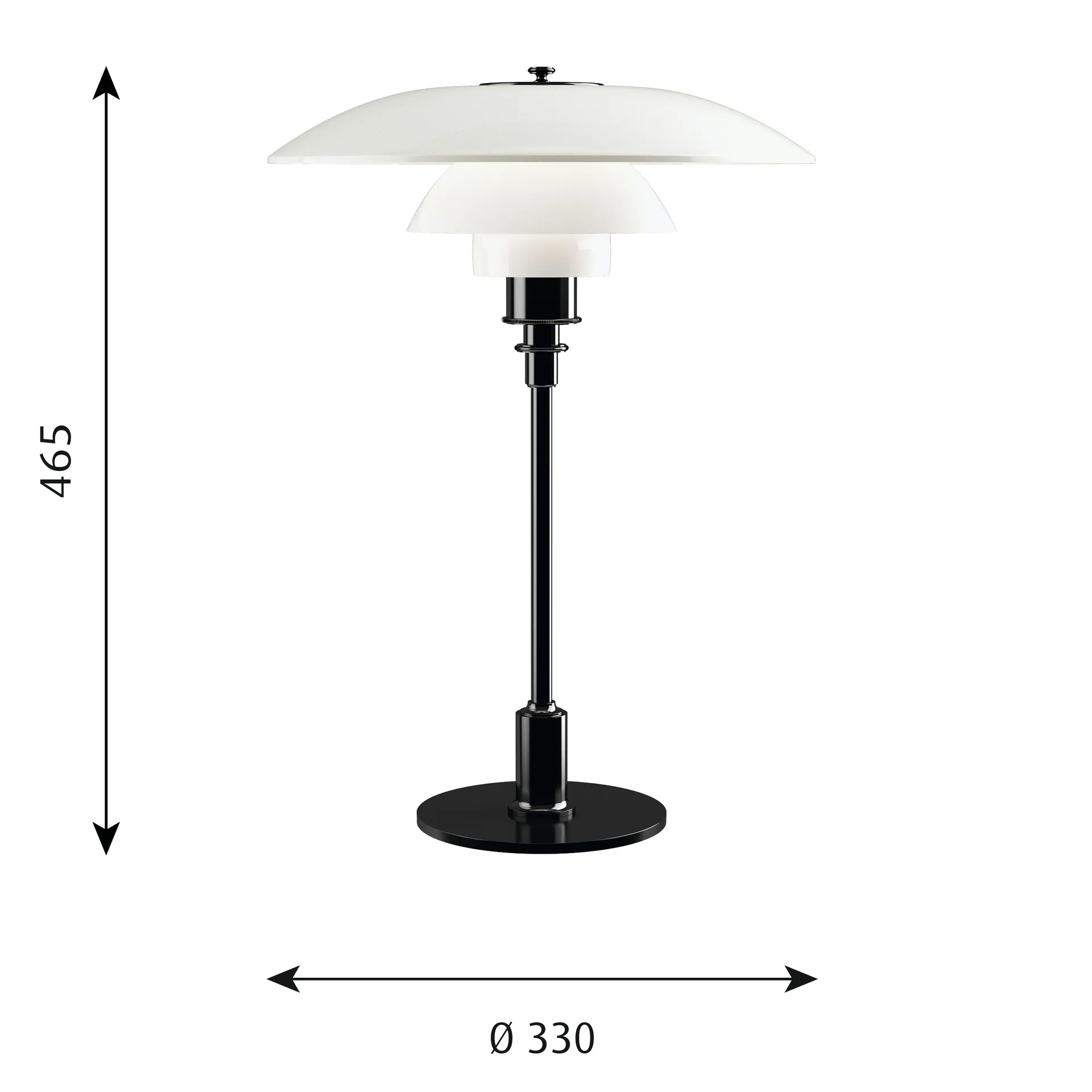 PH 3½-2½ επιτραπέζιο φωτιστικό γυαλί γάλακτος, Μαύρο Louis Poulsen