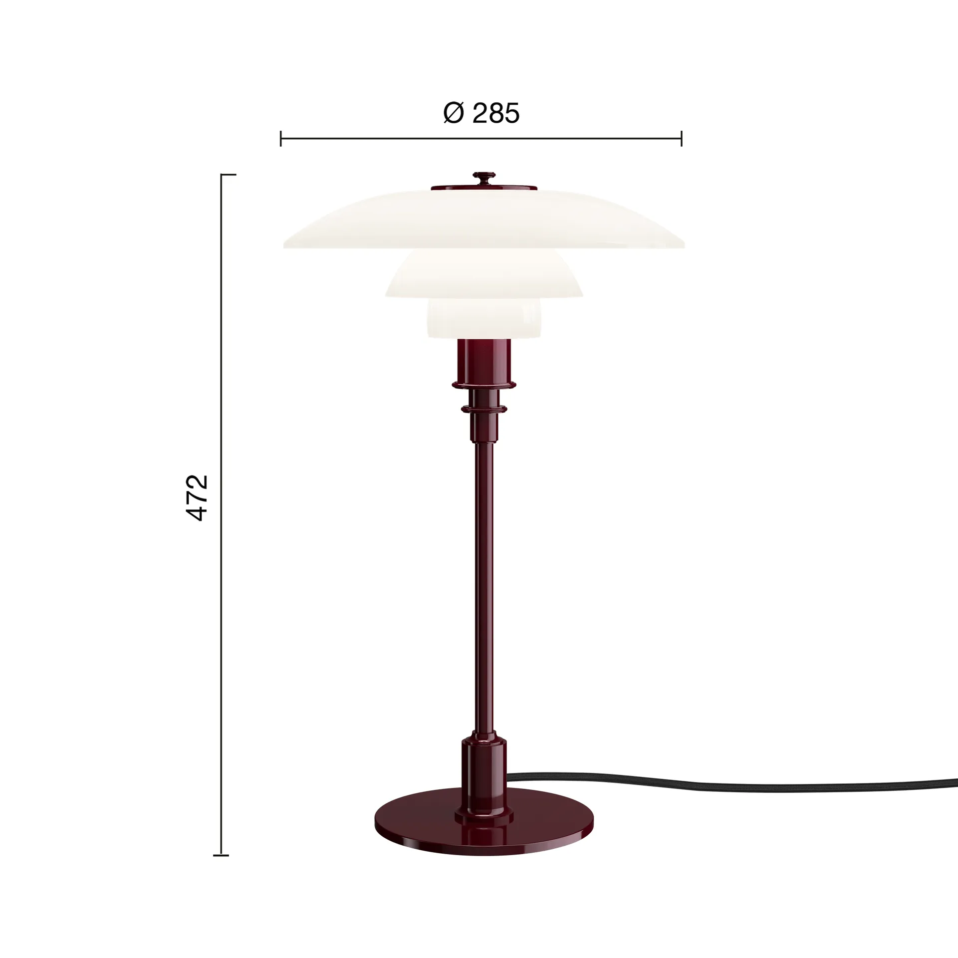 PH 3/2 επιτραπέζιο φωτιστικό, Glossy burgundy Louis Poulsen