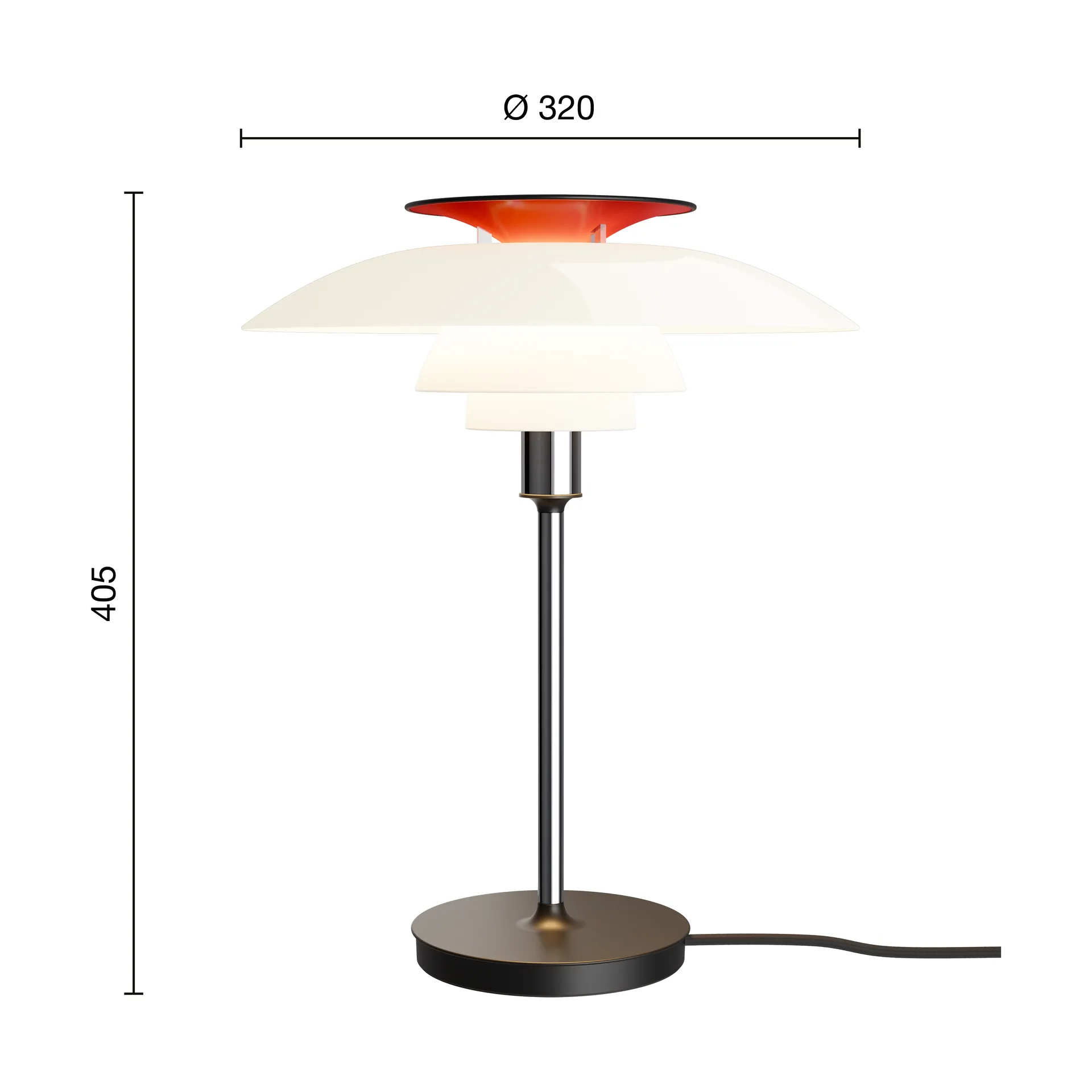 PH 80 επιτραπέζιο φωτιστικό, Λευκό οπάλ, επιχρωμιωμένο Louis Poulsen