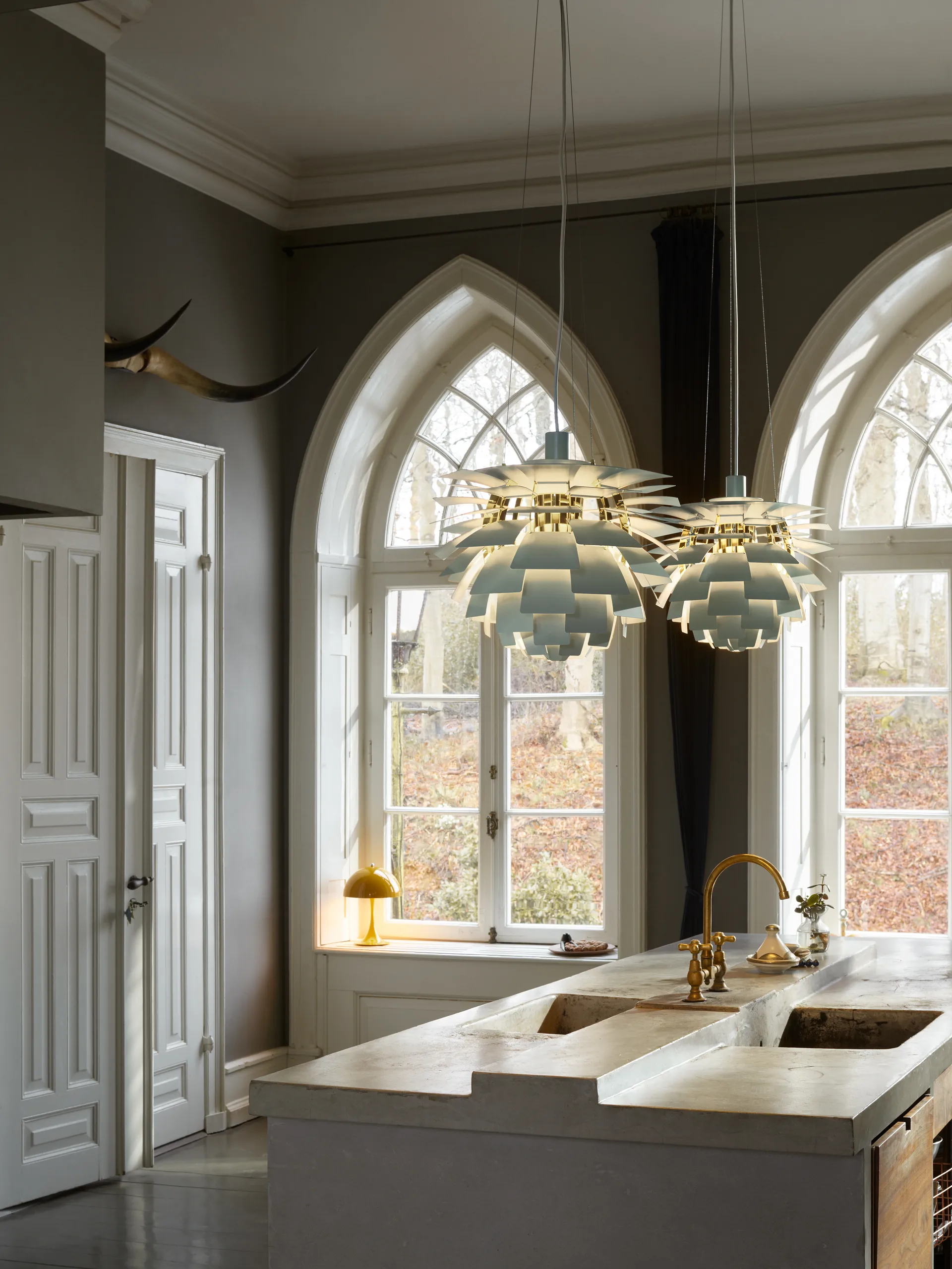 PH Artichoke κρεμαστό φωτιστικό Ø60 cm, Dusty green-high lustre chrome plated Louis Poulsen