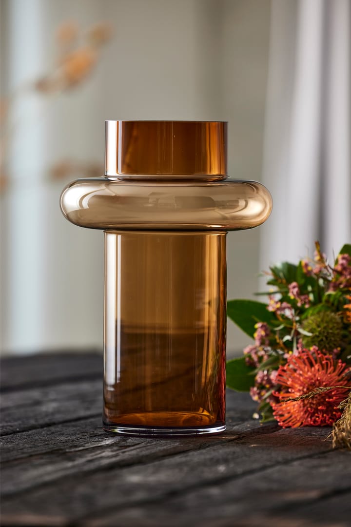 Γυάλινο βάζο σε σχήμα σωλήνα, 30 εκατοστά - Amber - Lyngby Glas