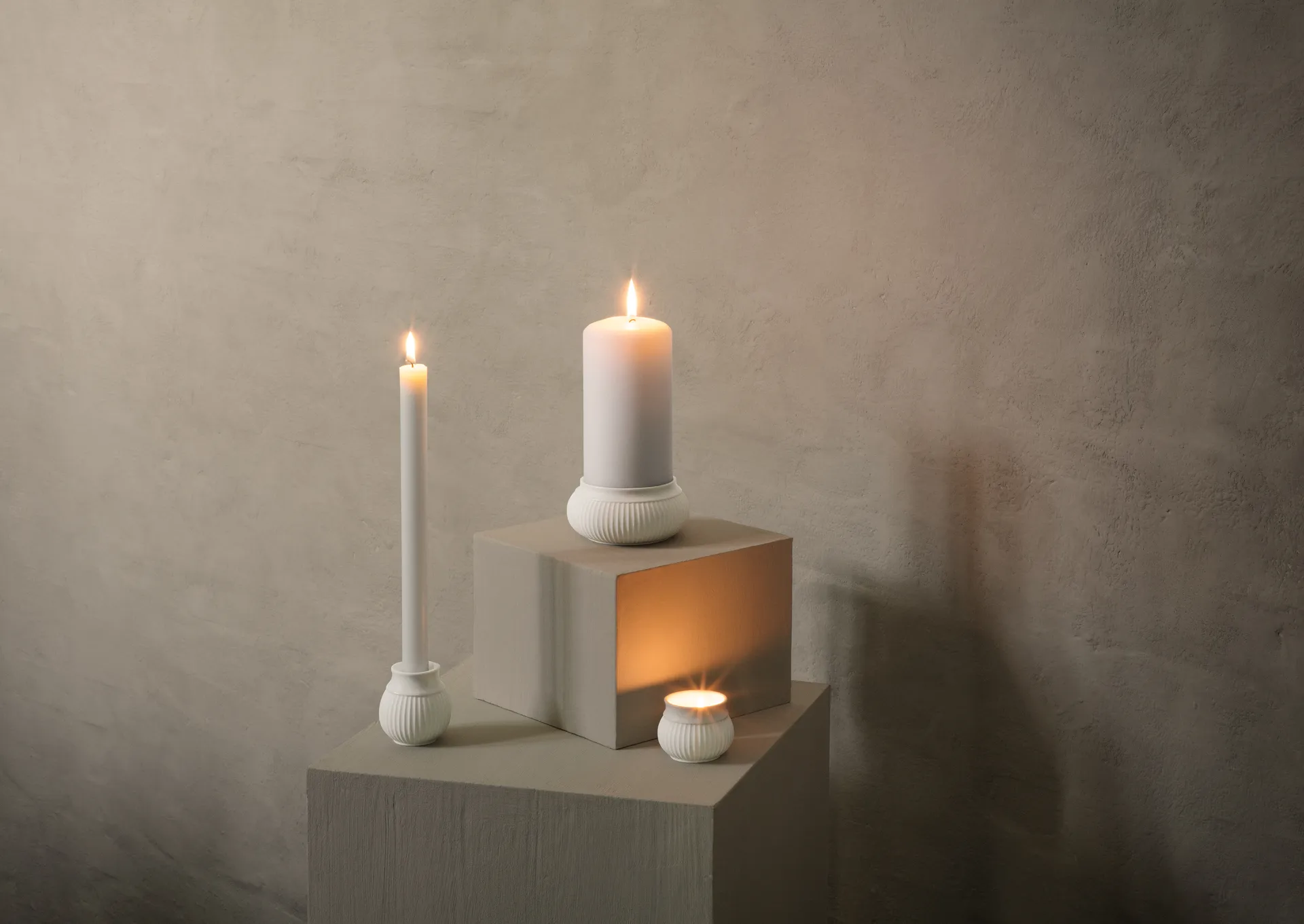 Curve κηροπήγιο 7 cm, Λευκό Lyngby Porcelæn