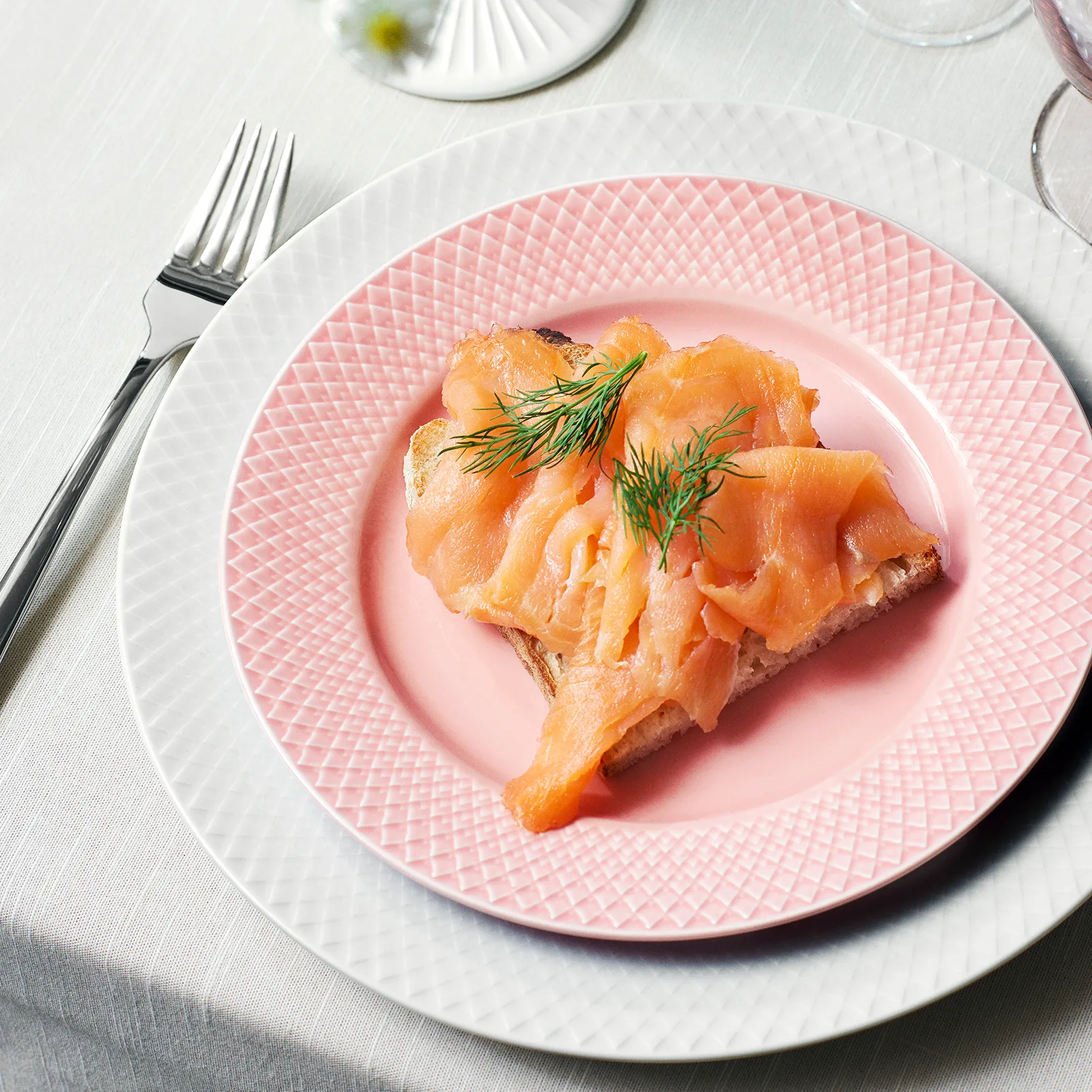 Rhombe πιάτο ροζ, 21 cm Lyngby Porcelæn