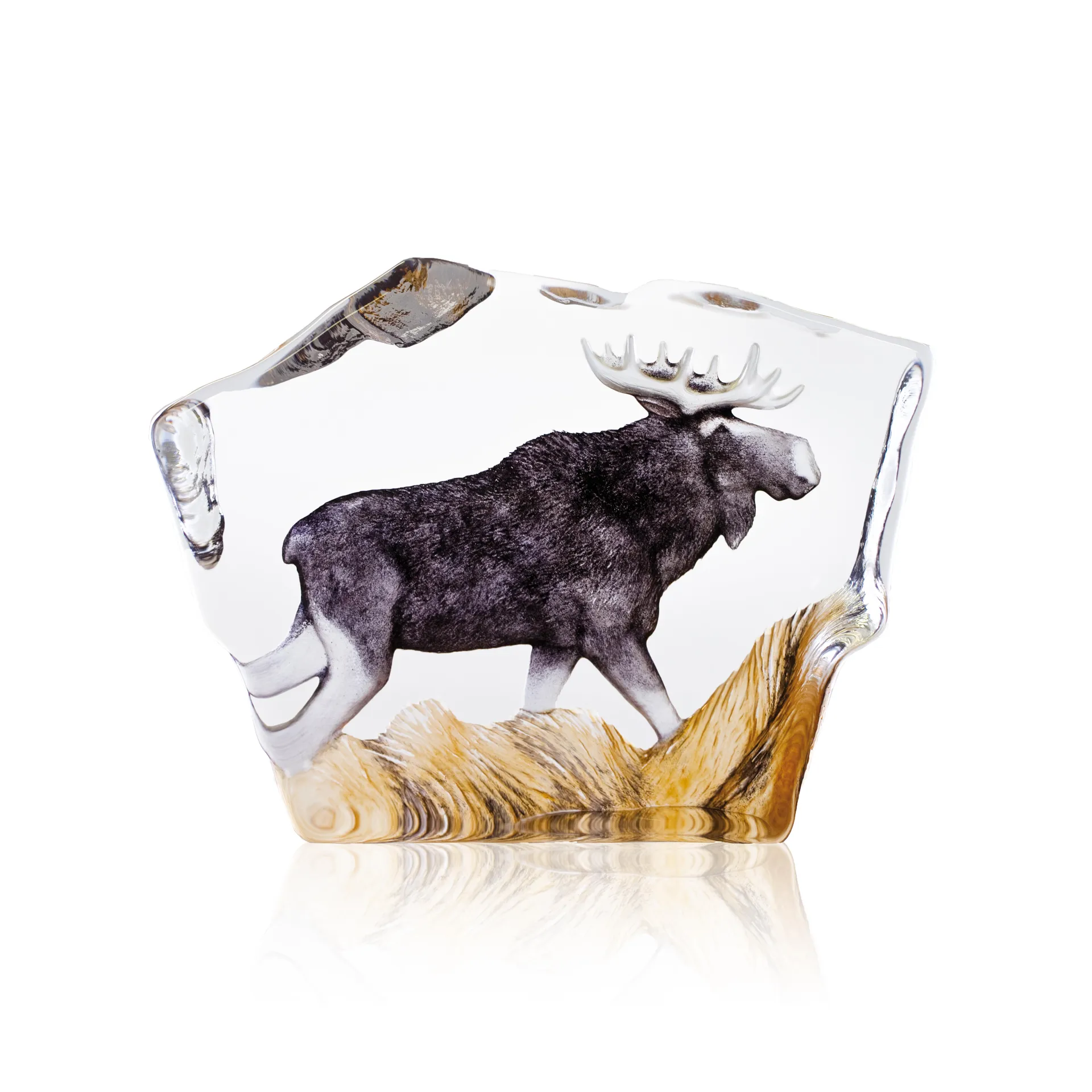 Γυάλινο γλυπτό άλκη, 12x16,5 cm Målerås Glasbruk