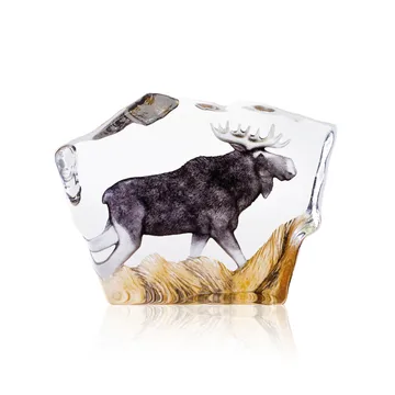 Γυάλινο γλυπτό άλκη - 12x16,5 cm - Målerås Glasbruk