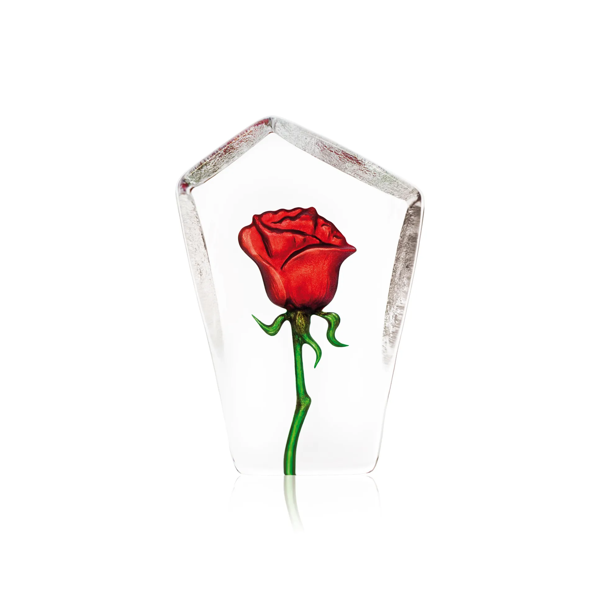 Floral Fantasy rose γυάλινο γλυπτό, Κόκκινο Målerås Glasbruk
