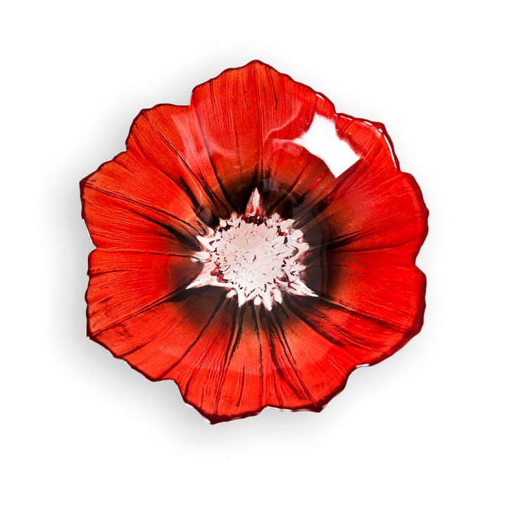 Poppy μπολ μικρό, κόκκινο-μαύρο Målerås Glasbruk