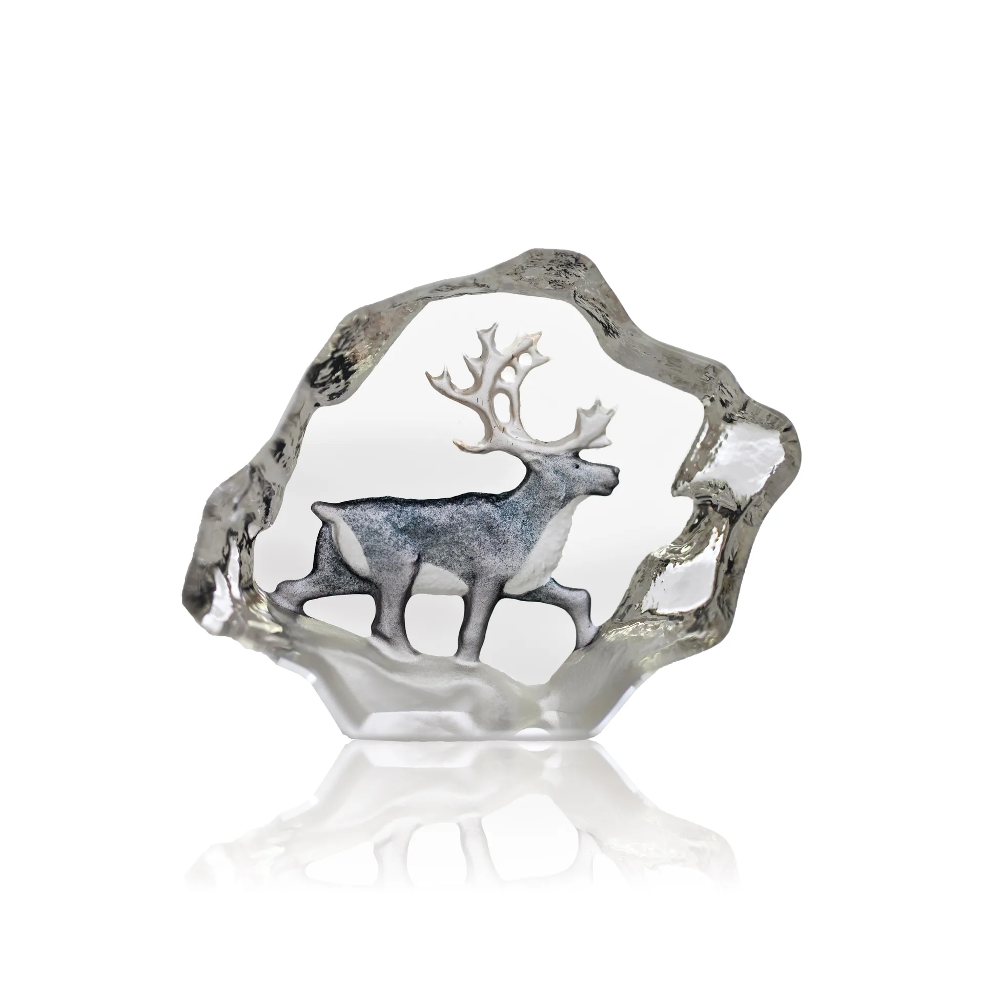 Reindeer γυάλινο γλυπτό μινιατούρα, 7x5 cm Målerås Glasbruk