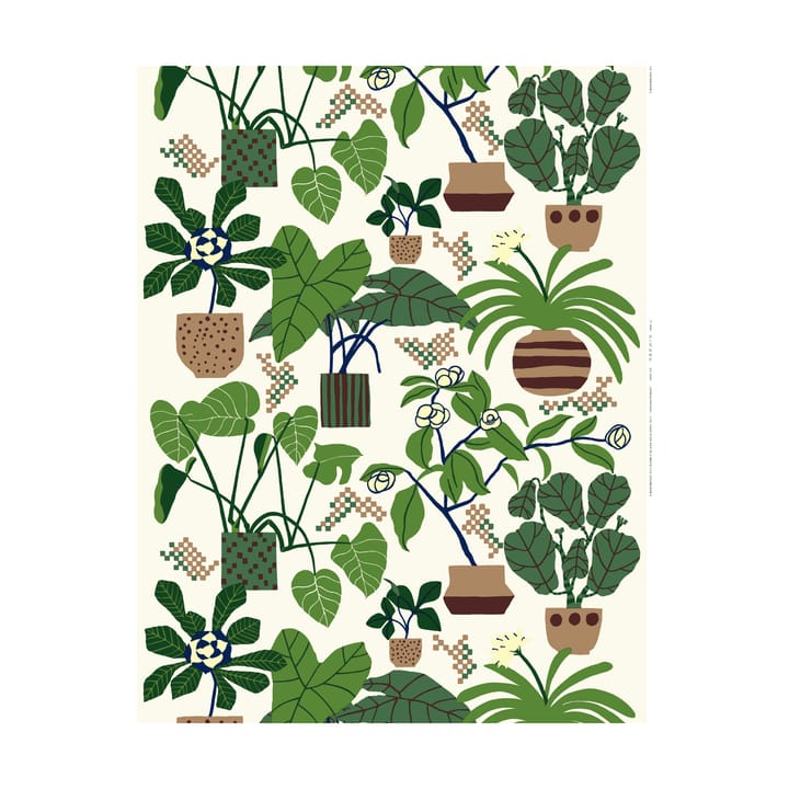 Υφασμα Ikkunaprinssi - Off-white-green-brown - Marimekko