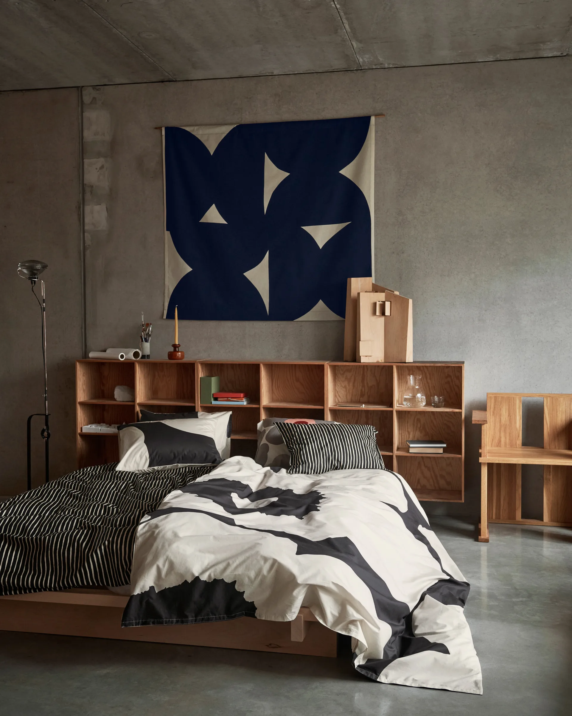 Παπλωματοθήκη Iso Unikko 150x210 cm, Charcoal-off white Marimekko