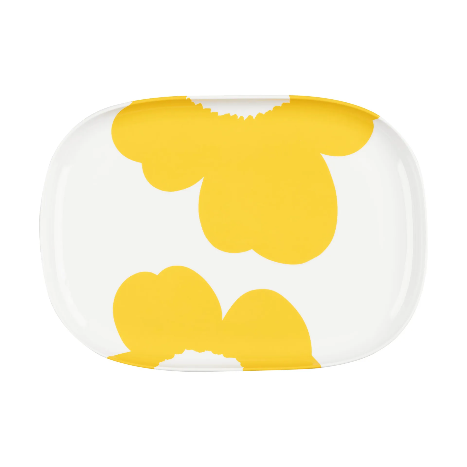Iso Unikko πιατέλα σερβιρίσματος 25x36 cm, White-spring yellow Marimekko