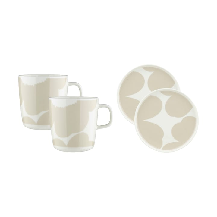 Iso Unikko σετ πρωινού 4 τεμαχίων - White-straw - Marimekko