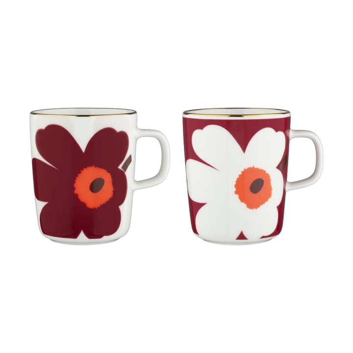 Juhla Unikko κούπα 25 cl 2-pack - White-burgundy-gold - Marimekko