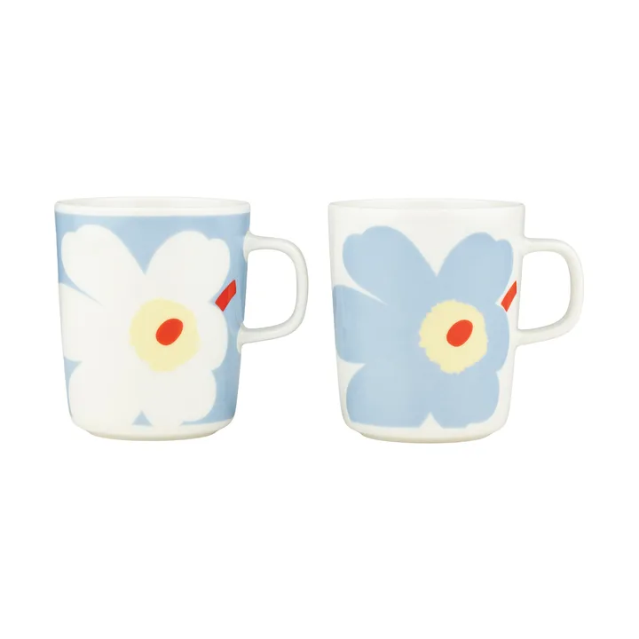 Juhla Unikko κούπα 25 cl 2-pack - White-light blue-sand-orange red - Marimekko