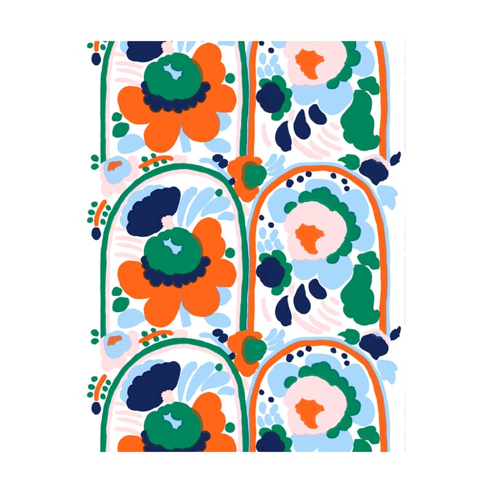 Karuselli βαμβακερό ύφασμα - White-orange-blue-emerald - Marimekko