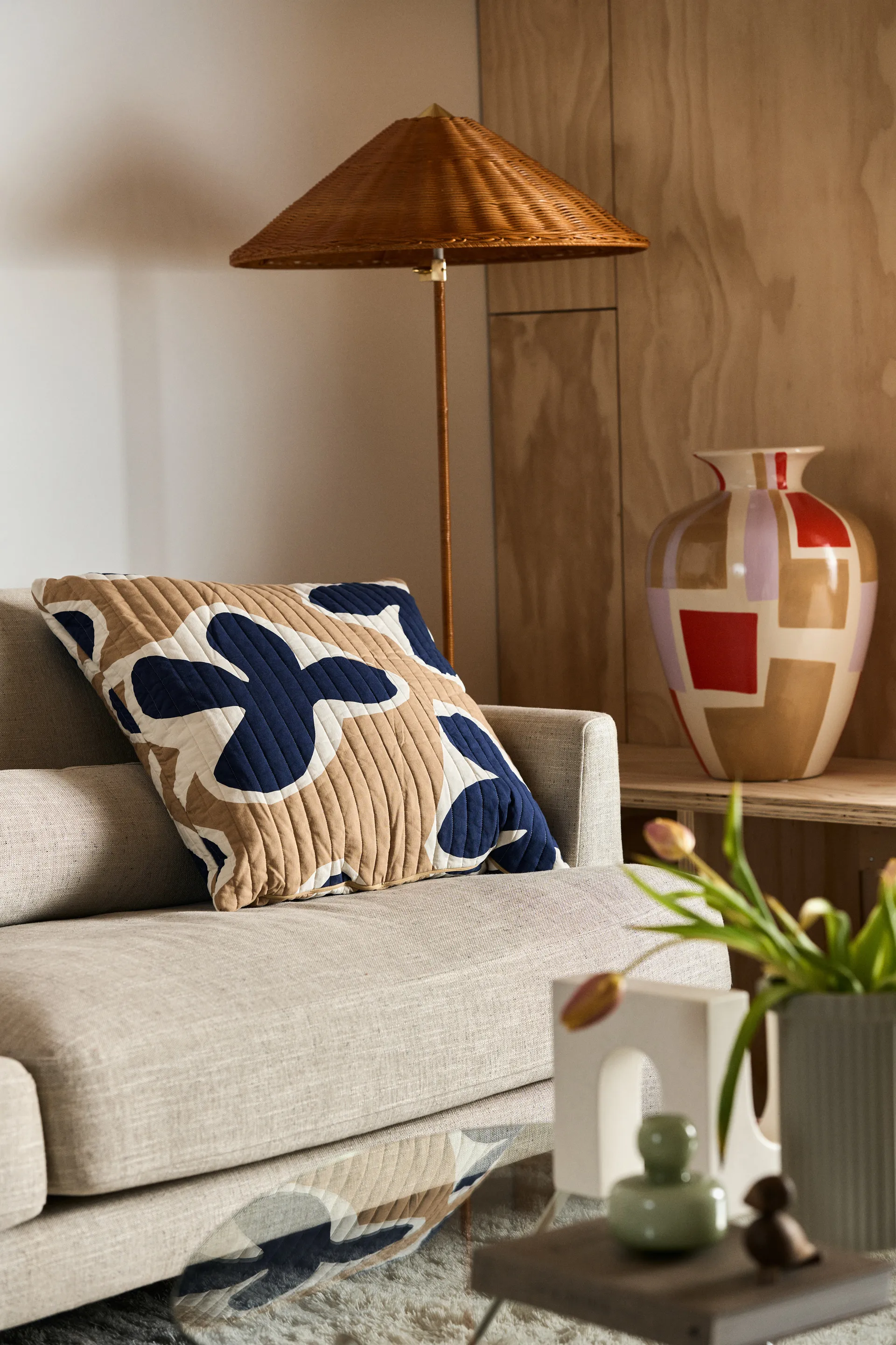 Μαξιλάρι Kevätkiuru 60x60 cm, Dark blue-beige Marimekko