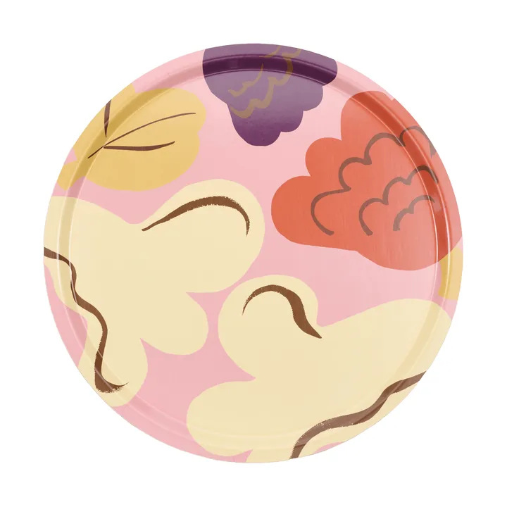 Kukasta Kukkaan δίσκος - Pink-off white-terracotta-plum Ø46 cm - Marimekko
