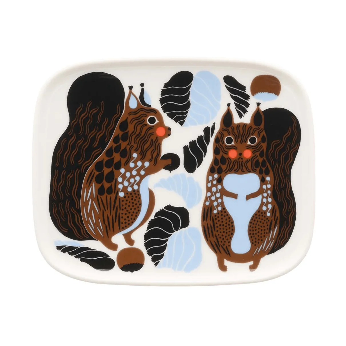 Kurre πιάτο, White-brown-black-light blue Marimekko