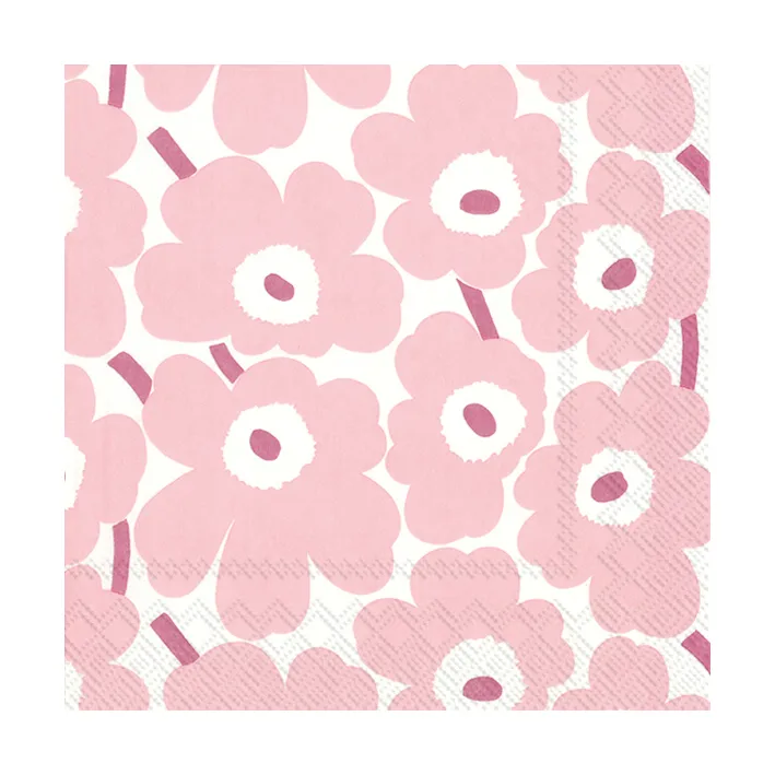 Mini Unikko χαρτοπετσέτες 20-pack, Light Rose Marimekko