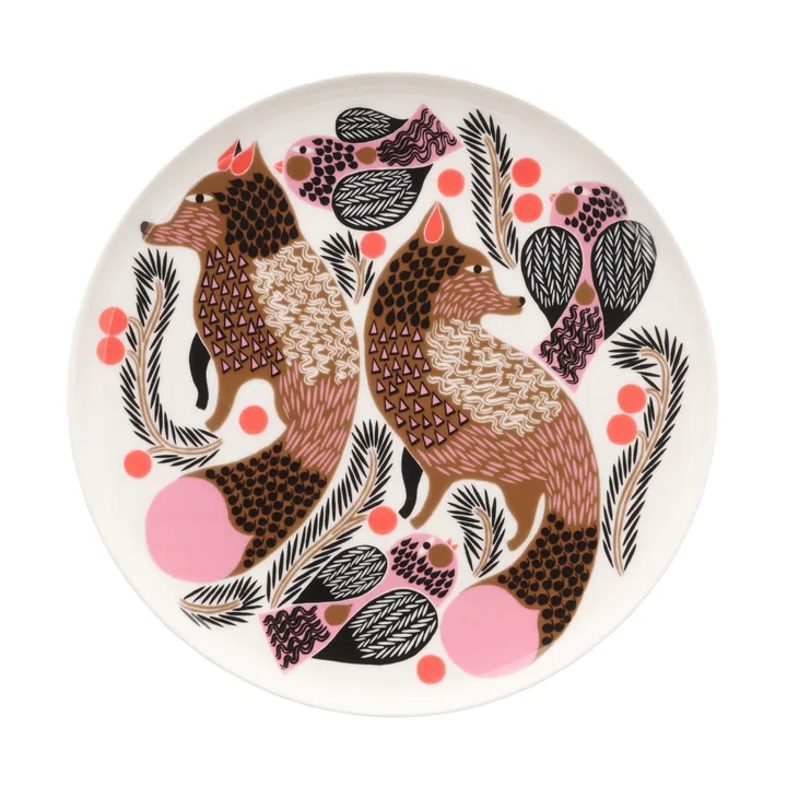 Oiva Ketunmarja πιάτο Ø20 cm - White-bronze-pink-petrol - Marimekko