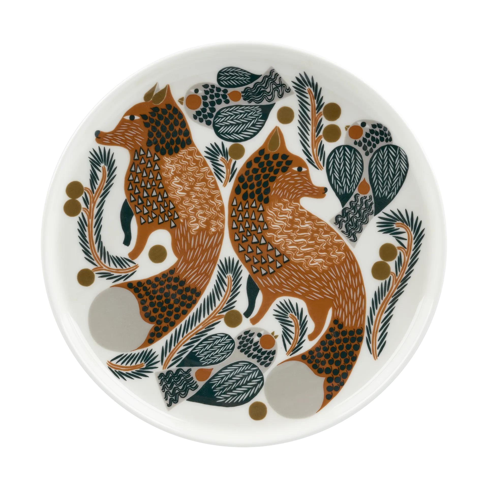 Oiva Ketunmarja πιάτο Ø20 cm, White-brown-dark green Marimekko